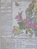 Europe Congress of Vienna German Confederation 1821 M. Carey lg. hand color map
