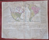North & South America early United States 1821 Phila. Carey lg. hand color map