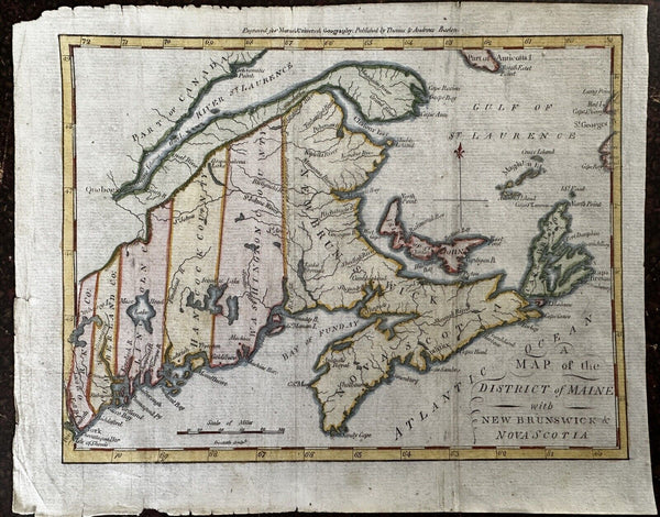 District of Maine w/ Nova Scotia 1796 Morse & Amos Doolittle scarce antique map