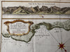 Chile Juan Fernandez coast Cumberland Bay 1753 Bellin antique coast view map