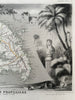 Caribbean island Martinique 1845 decorative pictorial vignettes antique map