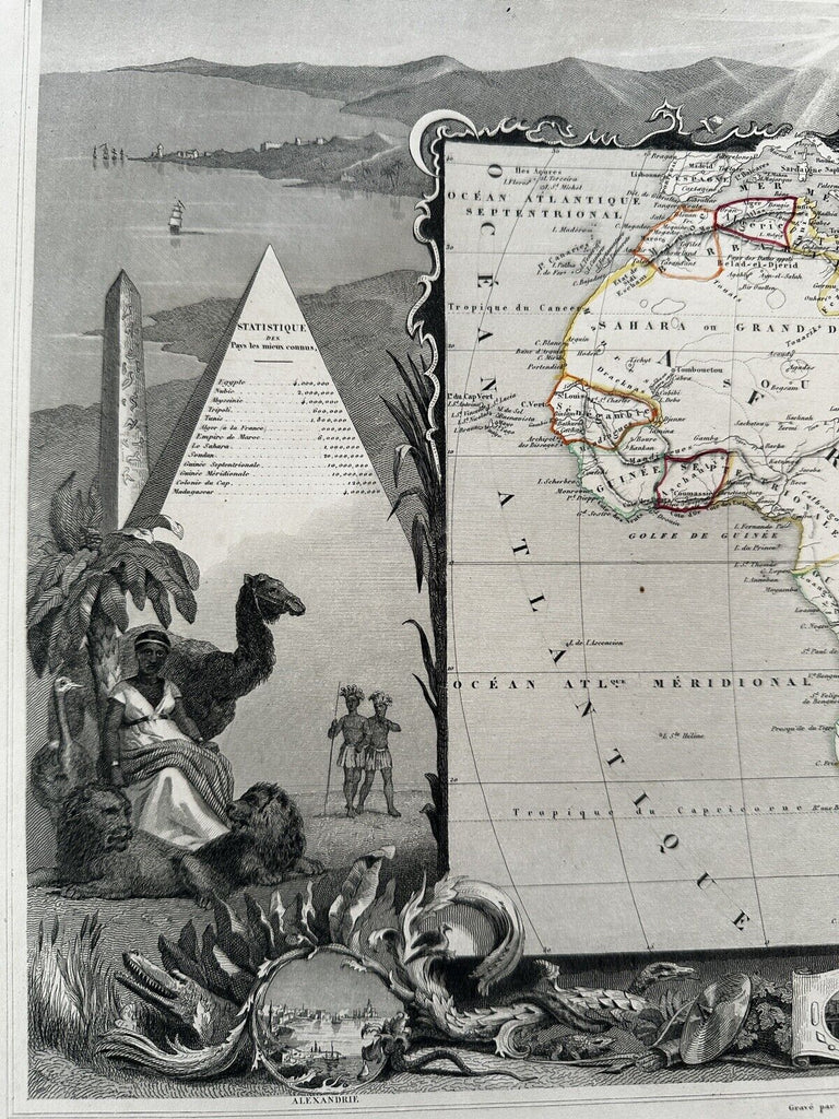 African continent Mts of Moon 1845 decorative pictorial map camel natives views