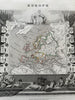 European continent 1845 decorative pictorial map w/ cherubs statues vignettes