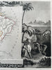 South America continent 1845 decorative pictorial map w/ scenes of natives