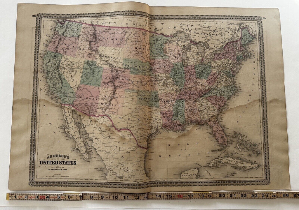 United States Brigham 1870 uncommon variant Johnson large folio hand colored map