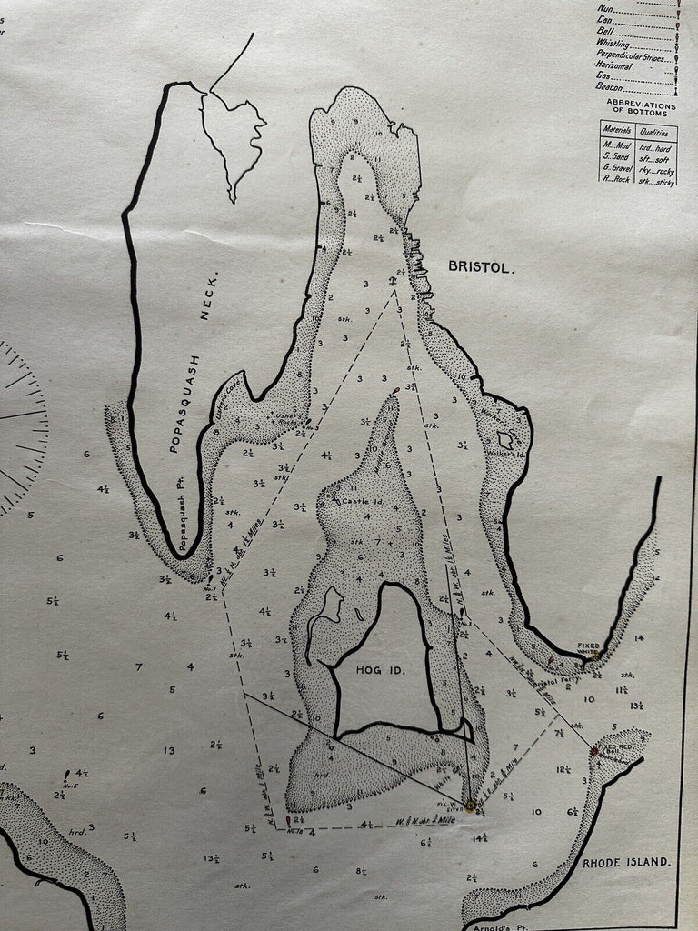 Bristol Rhode Island Hog Island Popasquash Neck 1901 Eldridge nautical chart