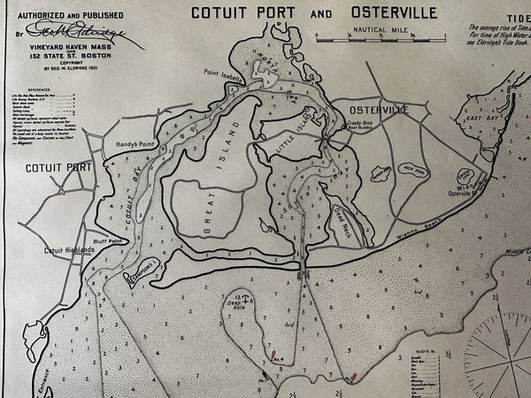 Chatham Cotuit Port Cottage City Cape Cod Mass 1901 Eldridge nautical chart