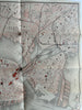 Boston MASS city plan 1883 Hotel promo large pocket map w/Amusements Insane Jail