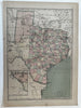 Texas & Indian Territory 1873 JD Williams large hand colored early state map