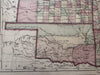 Indian Territory Kansas Illinois AK MO 1873 scarce JD Williams hand colored map