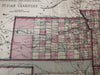 Indian Territory Kansas Illinois AK MO 1873 scarce JD Williams hand colored map