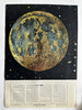 Moon chart many named features c.1955 scarce Hebrew map color litho Jerusalem