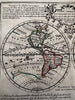 World in spheres with California as an Island 1719 Chiquet decorative small map