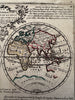 World in spheres with California as an Island 1719 Chiquet decorative small map