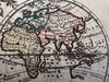 World in spheres with California as an Island 1719 Chiquet decorative small map