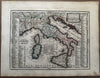 Italy Italia with historical list of Popes 1719 Chiquet decorative small map