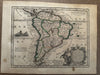 South America continent 1719 Chiquet nice decorative Indian cartouche small map