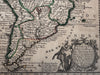 South America continent 1719 Chiquet nice decorative Indian cartouche small map