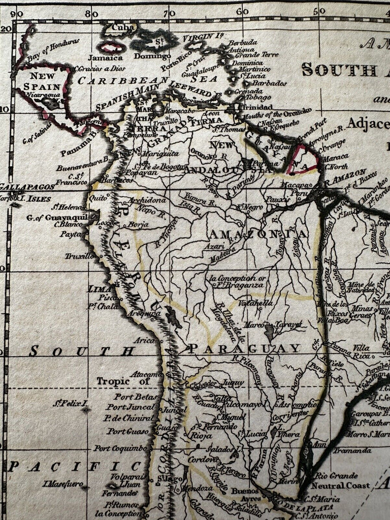 South America continent 1798 Dilly rare miniature map original color