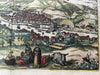 Bilbao Spain c.1575 Braun & Hogenberg birdseye view print with old hand color