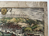 Bilbao Spain c.1575 Braun & Hogenberg birdseye view print with old hand color