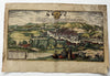 Bilbao Spain c.1575 Braun & Hogenberg birdseye view print with old hand color