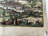 Bilbao Spain c.1575 Braun & Hogenberg birdseye view print with old hand color