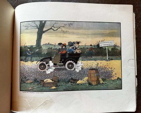 Automobilist Mishaps 1903 de Witt Clinton Falls rare 12 color plate cartoon book