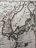 China Asia Korea Japan 1806 Herisson old hand color engraved miniature map