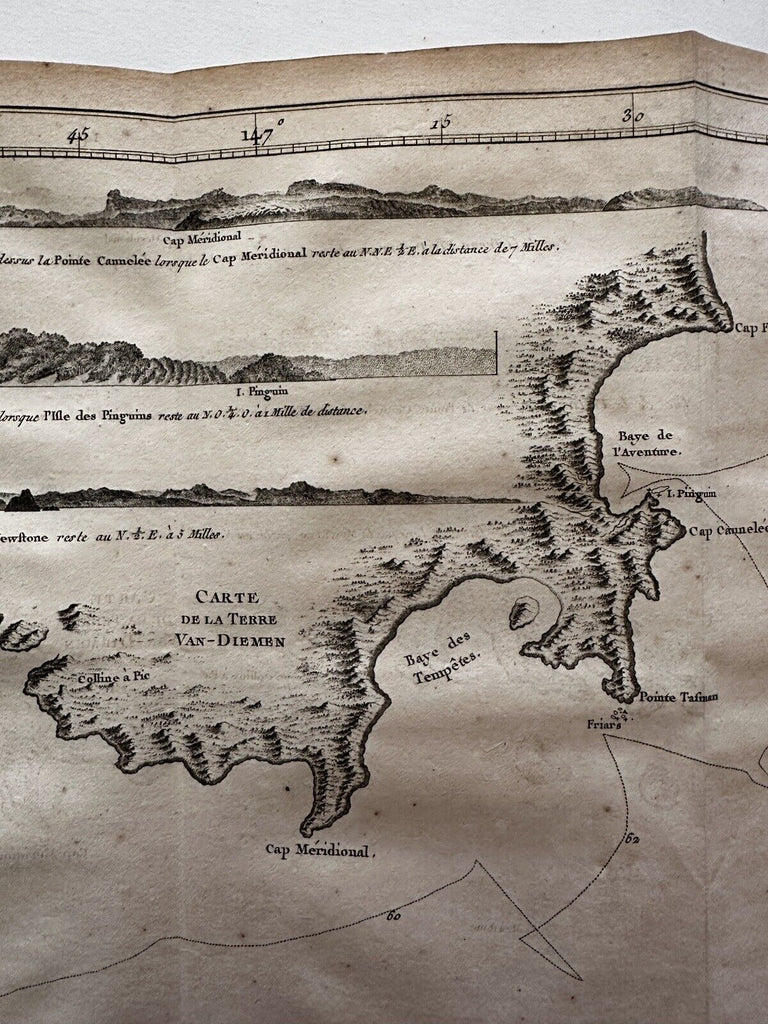 Australia Van Diemen Land coastline 1785 Capt. Cook Roberts & Benard early map