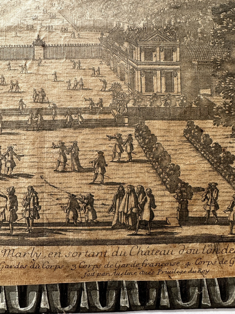 Marly palace garden Paris France c. 1760 scarce original engraved view print