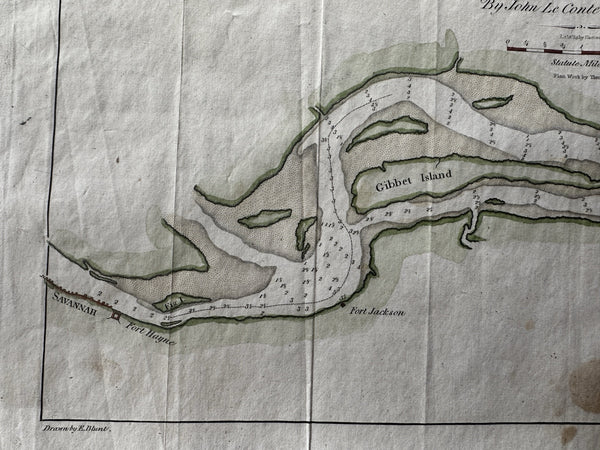 Savannah River Georgia Typee Island 1821 Blunt engraved antique map