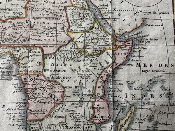 Africa continent fantasy interior 1828 antique hand colored miniature map