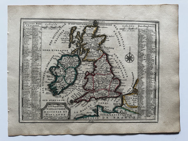 British Isles 1719 Chiquet decorative antique map Ireland Scotland England Wales