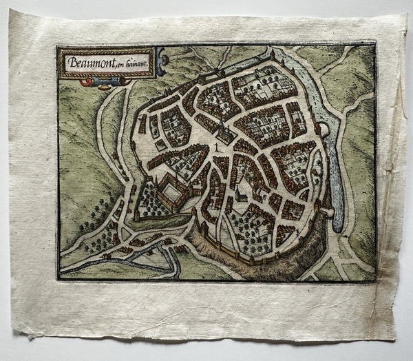 Beaumont Hainaut Belgium c.1620 city plan Guicciardini Blaeu map