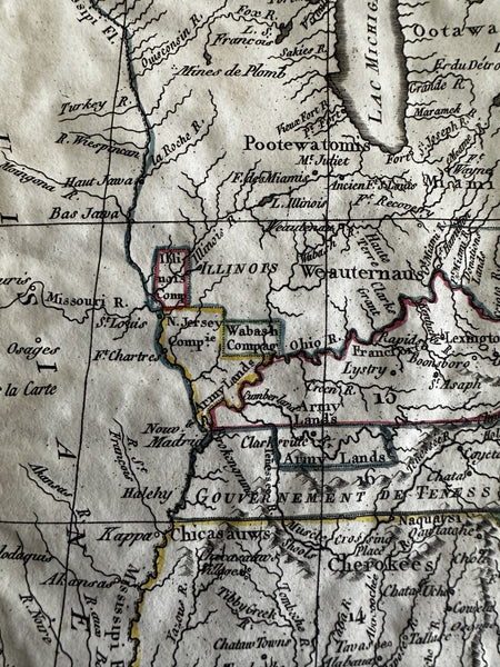 United States 1808 Wabash & NJ Co. & Army Lands 1781 Treaty of Peace scarce map