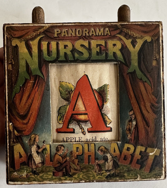 McLoughlin moveable rolling ABC theatre box c.1880-1900 color rare Alphabet toy