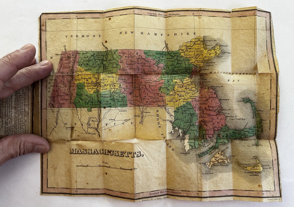 Massachusetts state pocket map 1828 rare miniature Finley