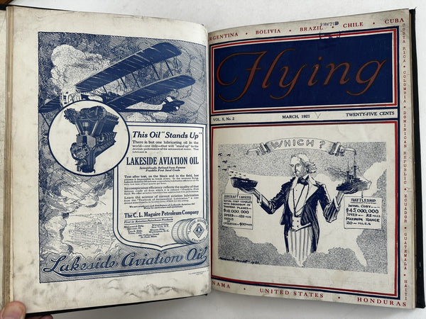 Flying Aviation airplanes mag. 1921 Feb- July 6 issues w/ covers & ads rare book