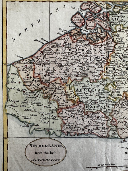 Belgium Low countries 1808 Flanders Luxembourg attractive engraved antique map