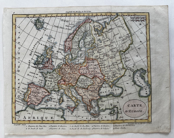 Europe as of 1828 huge Poland Turkish attractive hand color engraved antique map