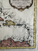 Caribbean Gulf Mexico Cuba Florida Louisiana 1754 Bellin hand color antique map