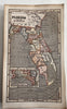 State of Florida around 1853 Ensign miniature hand colored map nice patina