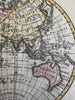 World in spheres 1828 w/ Australia attached van Diemen engraved hand colored map