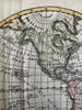 World in spheres 1828 w/ Australia attached van Diemen engraved hand colored map