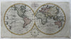 World in spheres 1828 w/ Australia attached van Diemen engraved hand colored map