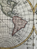 World in spheres 1828 w/ Australia attached van Diemen engraved hand colored map