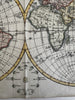 World in spheres 1828 w/ Australia attached van Diemen engraved hand colored map
