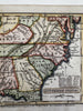 Southern states USA 1833 early populations engraved hand colored miniature map