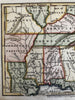 Southern states USA 1833 early populations engraved hand colored miniature map